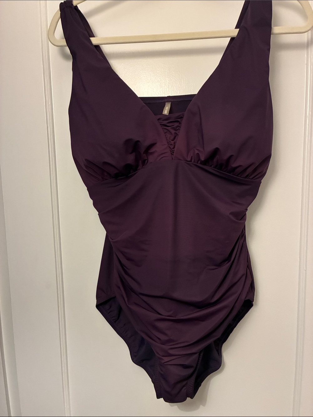 Lands' End Plum Ruched One-Piece Swimsuit